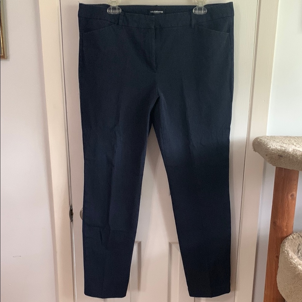Liz Claiborne Blue/Gray Emma tapered leg pant